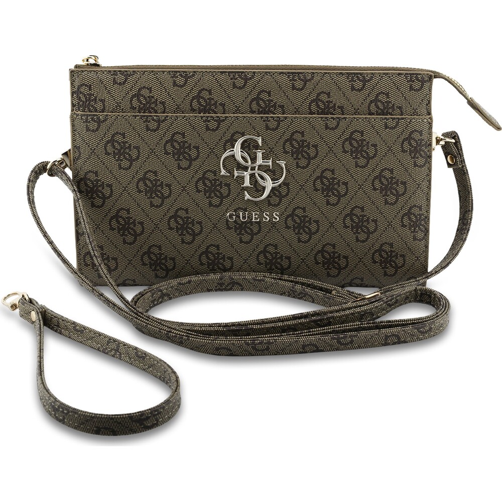 Guess-PU-4G-Metal-Logo-kabelka-na-telefon-hneda