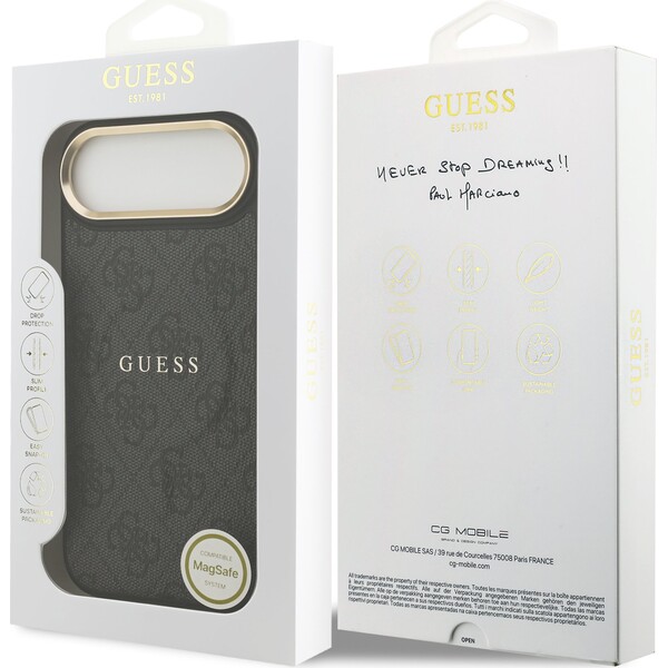 Guess-PU-Leather-4G-Gold-Frame-MagSafe-kryt-iPhone-Air-cerny