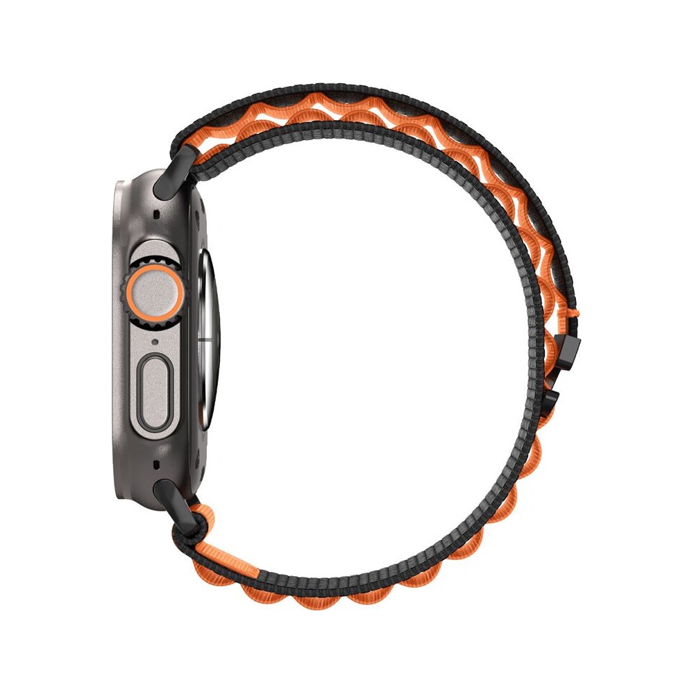 Spigen-Fabric-Band-hook-reminek-Apple-Watch-49-46-45-44mm-cerny-oranzovy