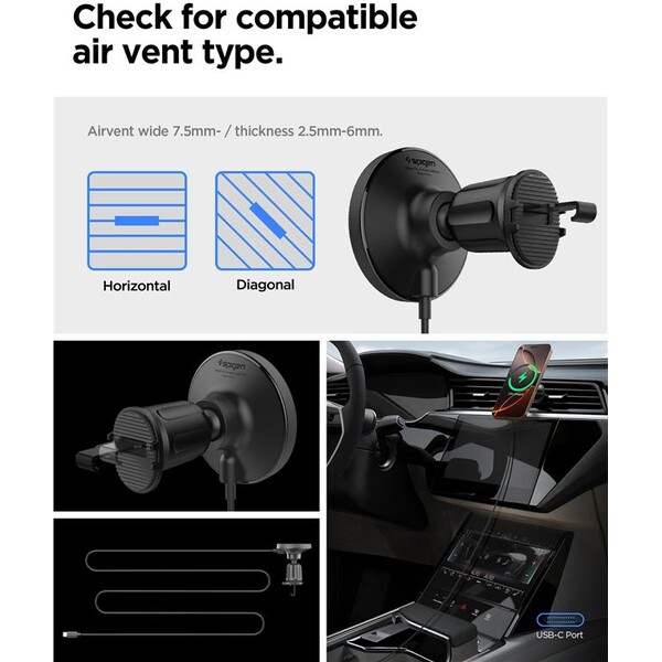 Spigen-OneTap-Pro-4-Airvent-Hook-Qi2-MagSafe-drzak-do-mrizky-ventilace-s-nabijenim-cerny