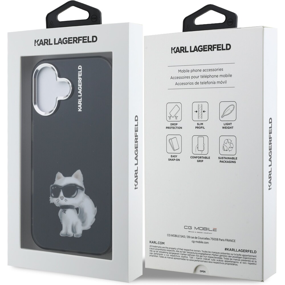 Karl-Lagerfeld-IML-Aquarelle-Choupette-kryt-iPhone-16-cerny