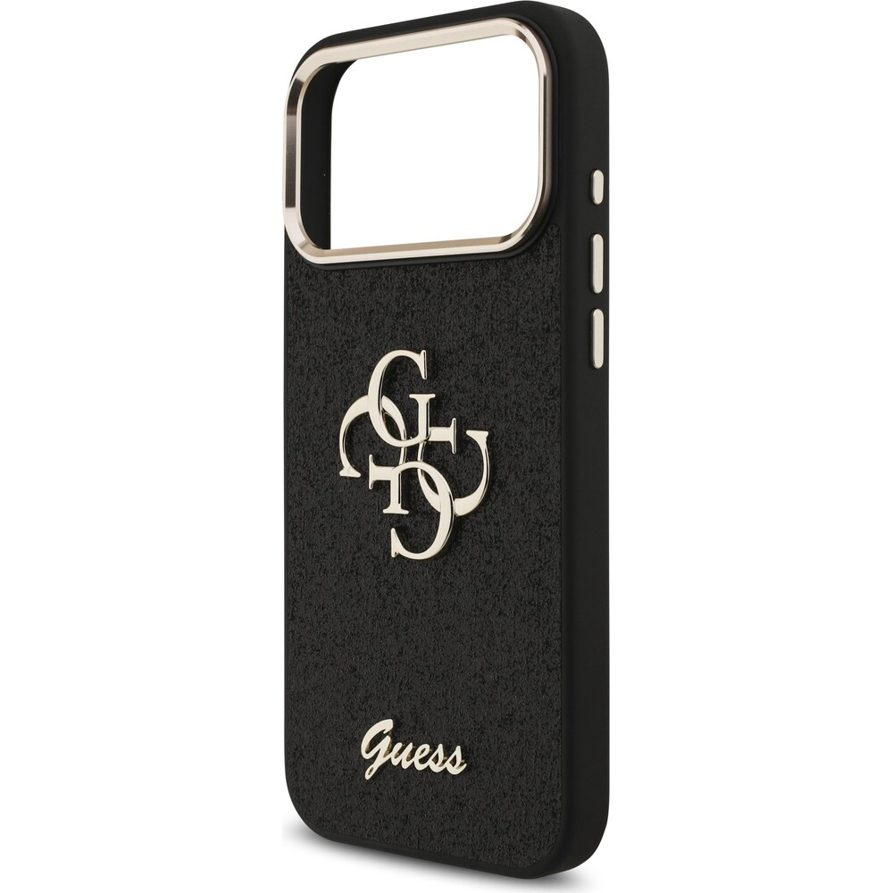 Guess-PU-Fixed-Glitter-4G-Metal-Frame-kryt-iPhone-17-Pro-Max-cerny