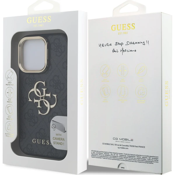Guess-PU-4G-Metal-Logo-Stand-Camera-Frame-kryt-iPhone-15-Pro-cerny