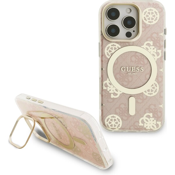 Guess-PC-TPU-Electroplated-Stand-Camera-Frame-MagSafe-kryt-s-vymenitelnym-pozadim-iPhone-16-Pro