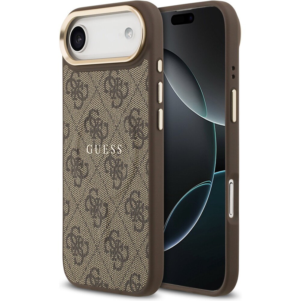 Guess-PU-Leather-4G-Gold-Frame-MagSafe-kryt-iPhone-Air-hnedy