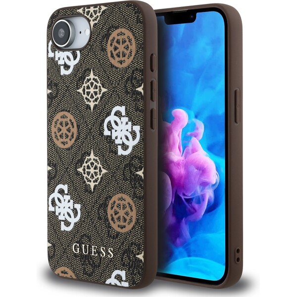 Guess-PU-4G-Peony-MagSafe-kryt-iPhone-17e-16e-hnedy