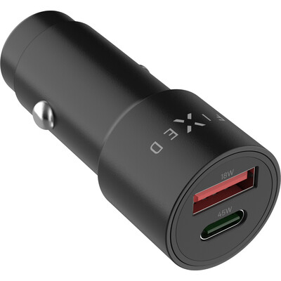 FIXED (63W) autonabíječka s USB-C/USB-A, PD 3.0, černá