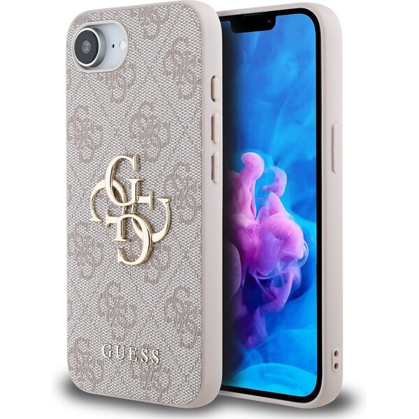 Guess-PU-4G-Metal-Logo-kryt-iPhone-17e-16e-ruzovy