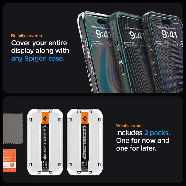 Spigen Glass tR EZ Fit 2 Pack tvrzené sklo iPhone 15 Pro Max čiré - Ochranné folie a skla - Obrázek 8CZ8000601