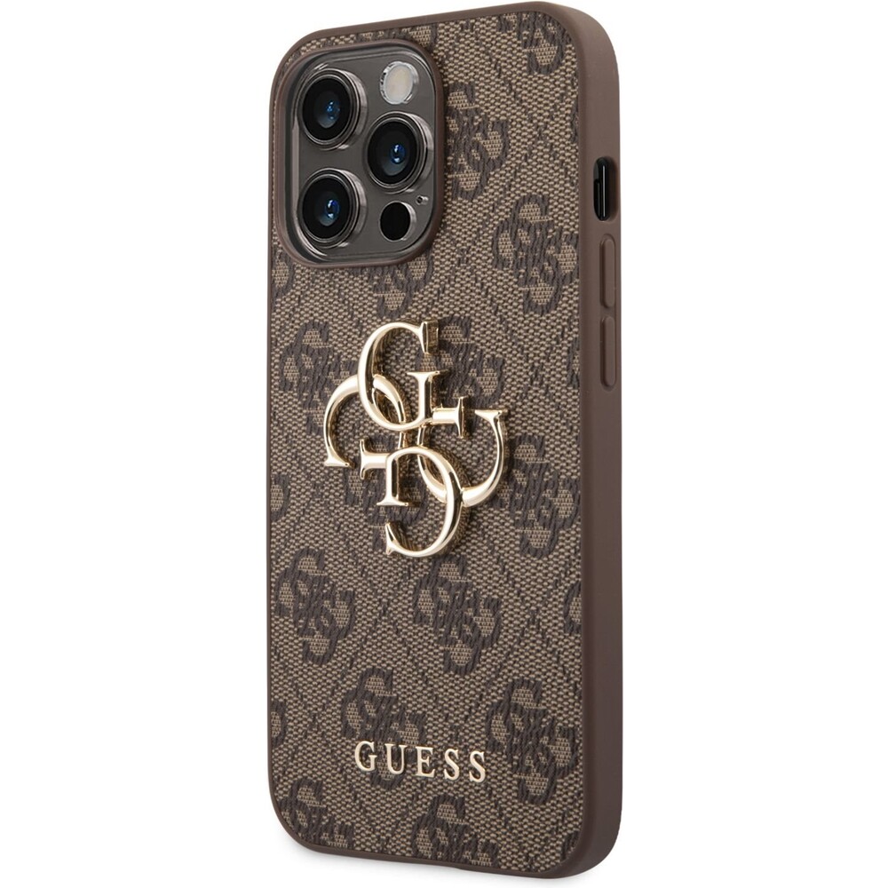 Guess-PU-4G-Metal-Logo-kryt-iPhone-14-Pro-Max-hnedy