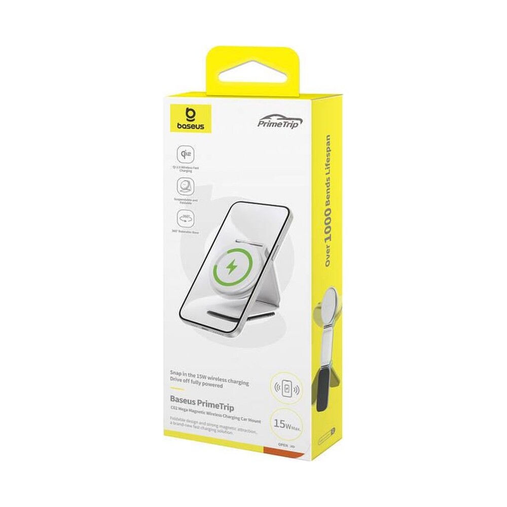 Baseus-PrimeTrip-C02-drzak-do-auta-s-bezdratovym-nabijenim-Qi2-na-palubni-desku-bily