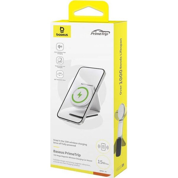 Baseus-PrimeTrip-C02-drzak-do-auta-s-bezdratovym-nabijenim-Qi2-na-palubni-desku-bily