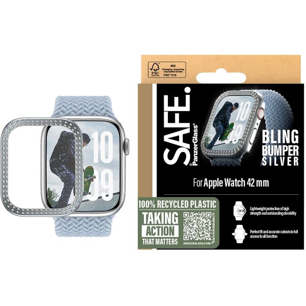 PanzerGlass-SAFE-Apple-Watch-10-11-42mm-bumper-trpytive-stribrny-ramecek