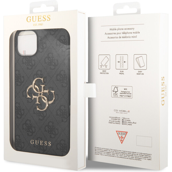 Guess-PU-4G-Metal-Logo-kryt-iPhone-15-sedy