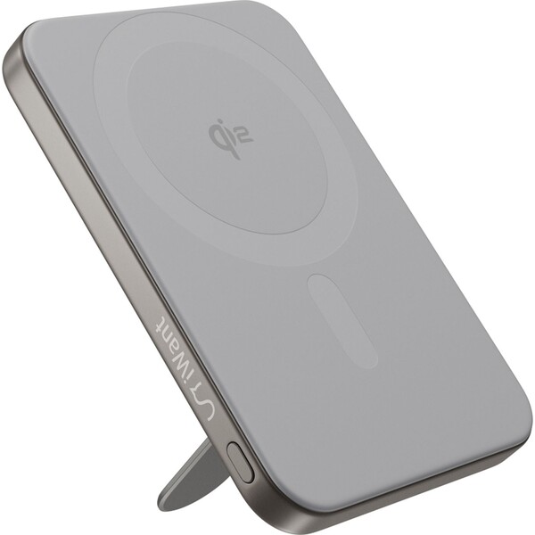 iWant-Qi2-5000mAh-hlinikova-Mag-MagSafe-powerbanka-se-stojankem-titanova