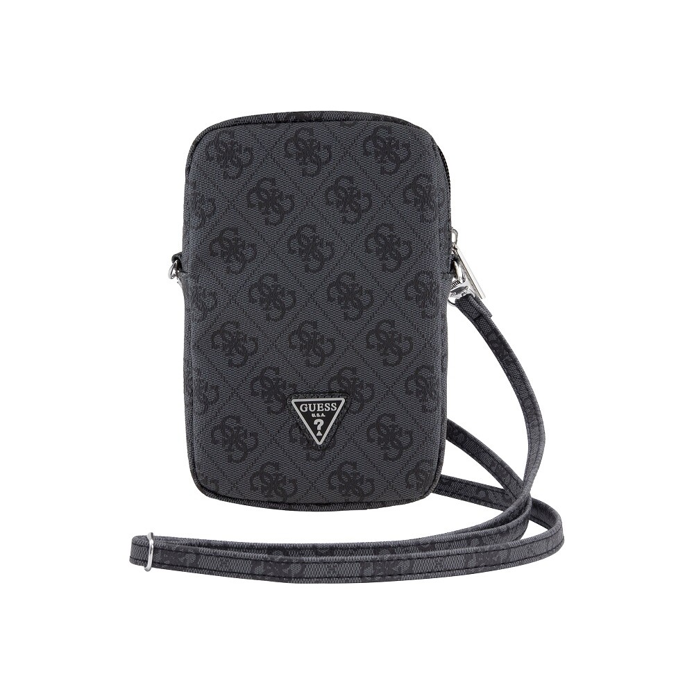 Guess-PU-4G-Triangle-Logo-Wallet-Phone-Bag-Zipper-cerny