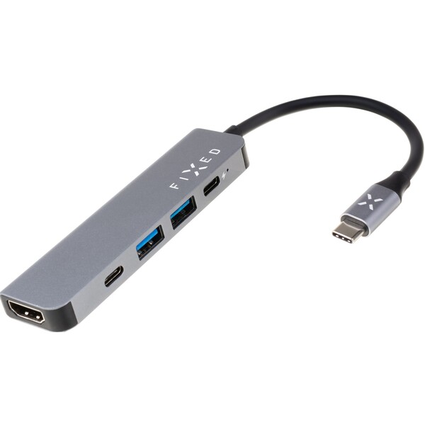 FIXED-USB-C-HUB-Mini-5-portovy-pro-notebooky-a-tablety-sedy