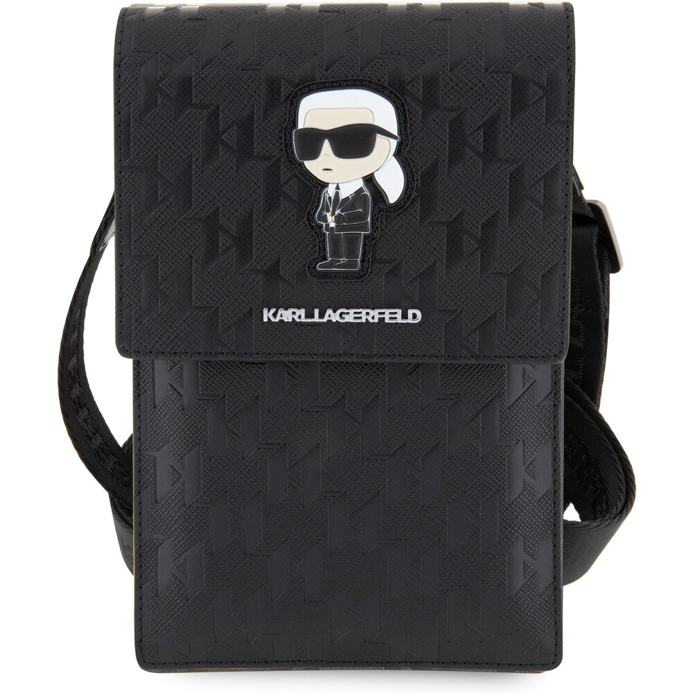 Karl-Lagerfeld-Saffiano-Monogram-Ikonik-NFT-Wallet-Bag-pouzdro-cerne