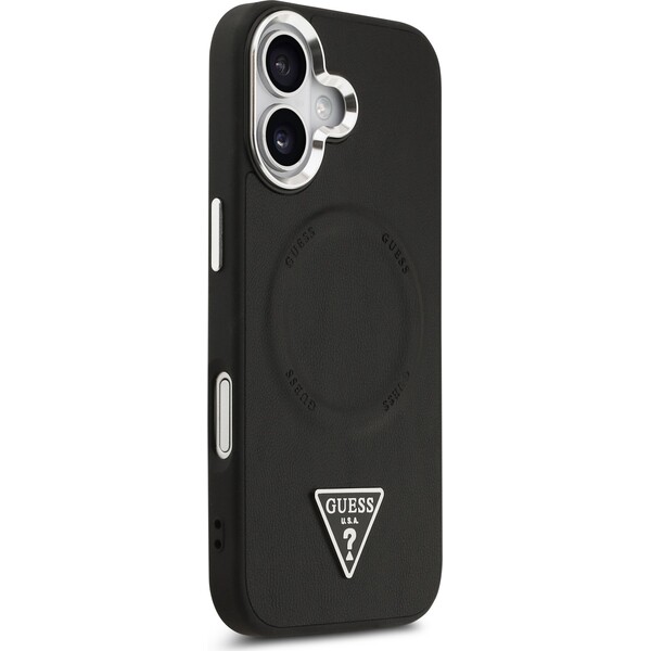 Guess-PU-Leather-Triangle-Logo-MagSafe-kryt-iPhone-17-cerny