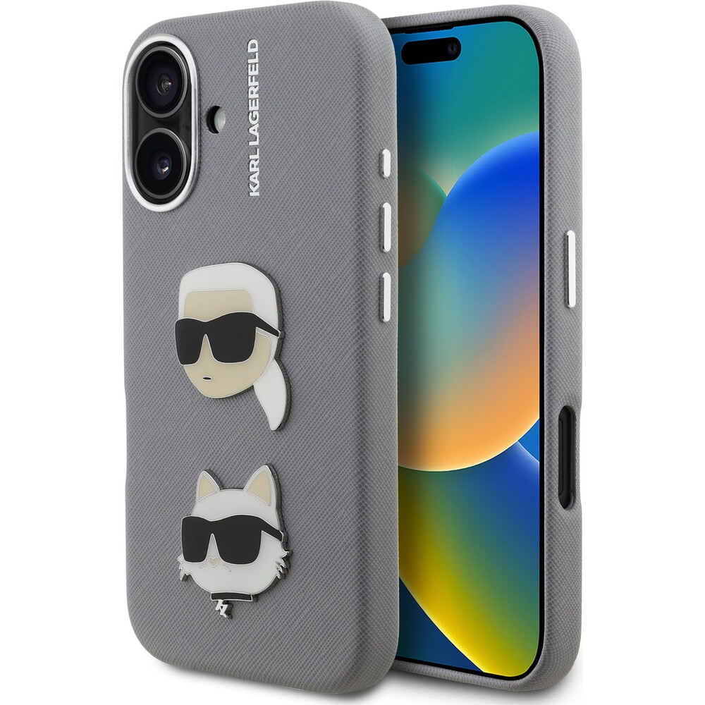 Karl-Lagerfeld-Grained-PU-K-CH-Heads-kryt-iPhone-16-sedy