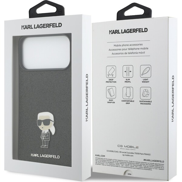 Karl-Lagerfeld-Fixed-Glitter-Metal-Ikonik-kryt-iPhone-17-Pro-Max-cerny