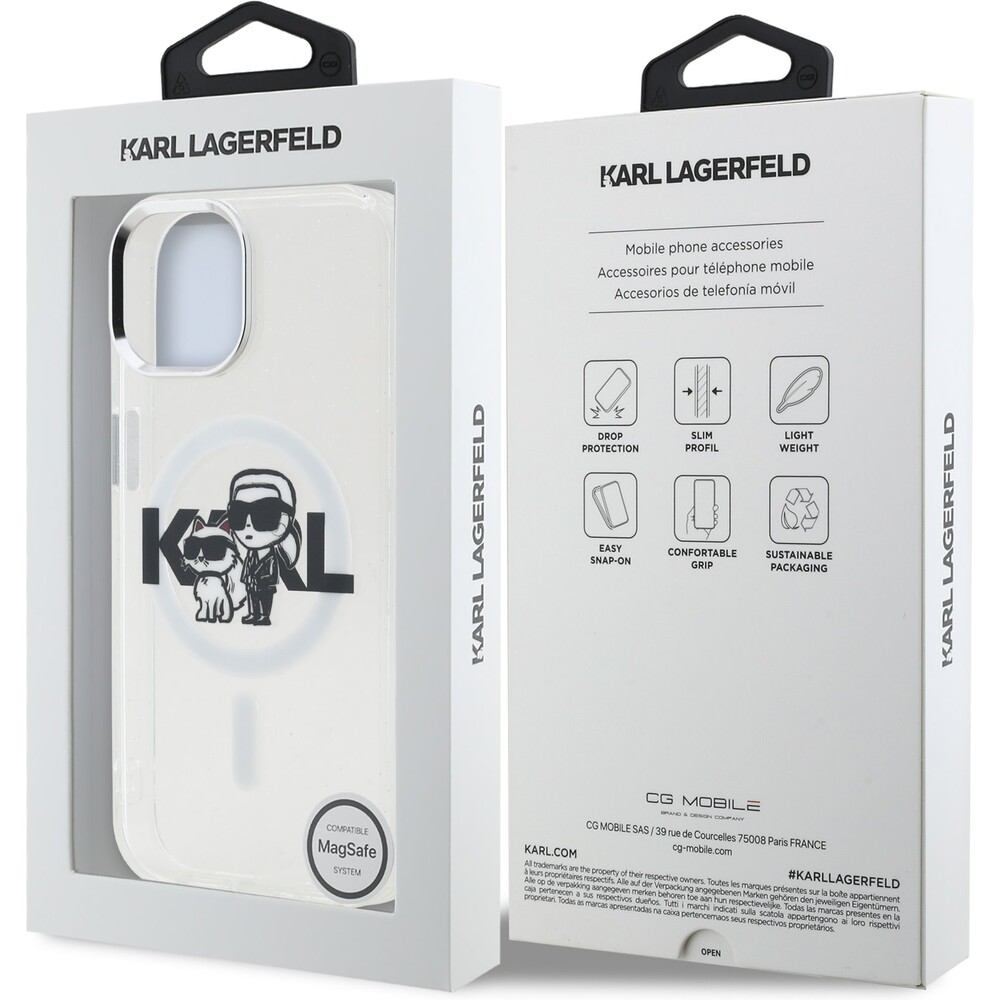 Karl-Lagerfeld-IML-Glitter-Karl-and-Choupette-Sketch-MagSafe-kryt-iPhone-15-ciry