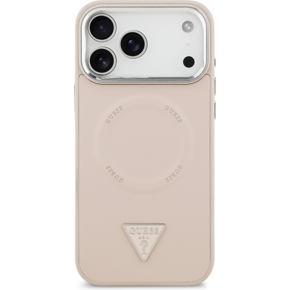 Guess-PU-Leather-Triangle-Logo-MagSafe-kryt-iPhone-17-Pro-Max-ruzovy