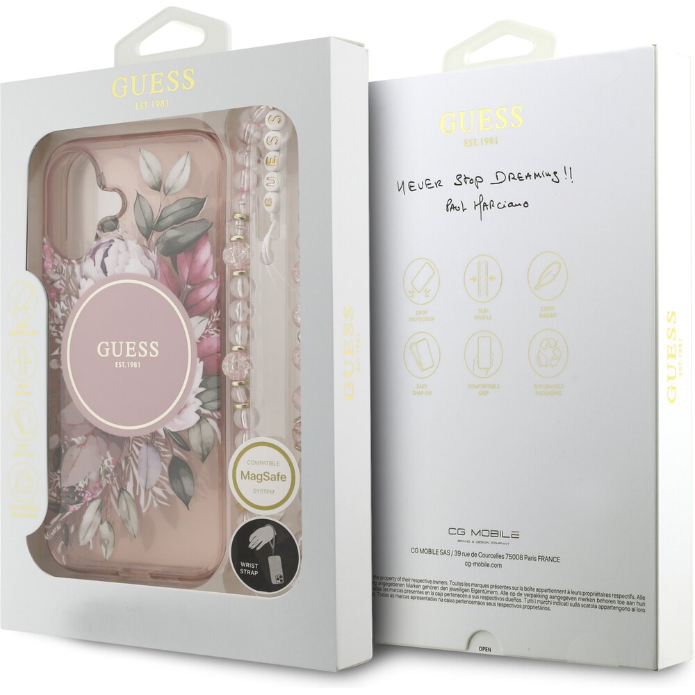 Guess-IML-Flowers-Strap-MagSafe-kryt-iPhone-17-ruzovy