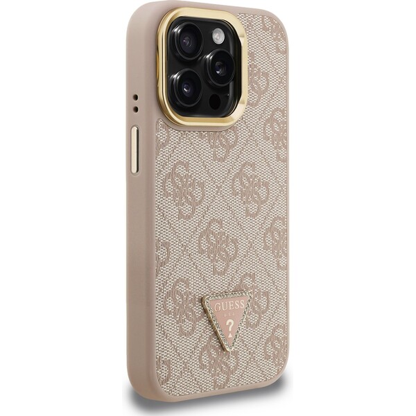 Guess-PU-4G-Strass-Triangle-Logo-Stand-Camera-Frame-MagSafe-kryt-iPhone-15-Pro-Max-ruzovy