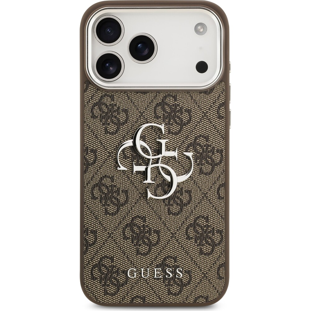 Guess-PU-4G-Metal-Logo-kryt-iPhone-17-Pro-Max-stribrny-hnedy