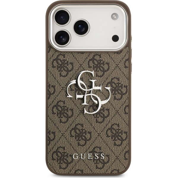 Guess-PU-4G-Metal-Logo-kryt-iPhone-17-Pro-Max-stribrny-hnedy
