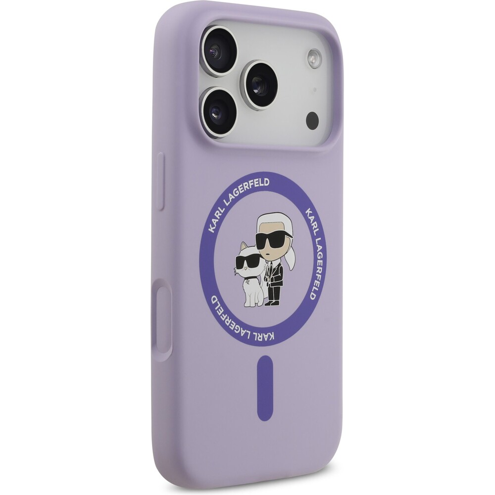 Karl-Lagerfeld-Liquid-Silicone-Karl-and-Choupette-MagSafe-kryt-iPhone-17-Pro-fialovy