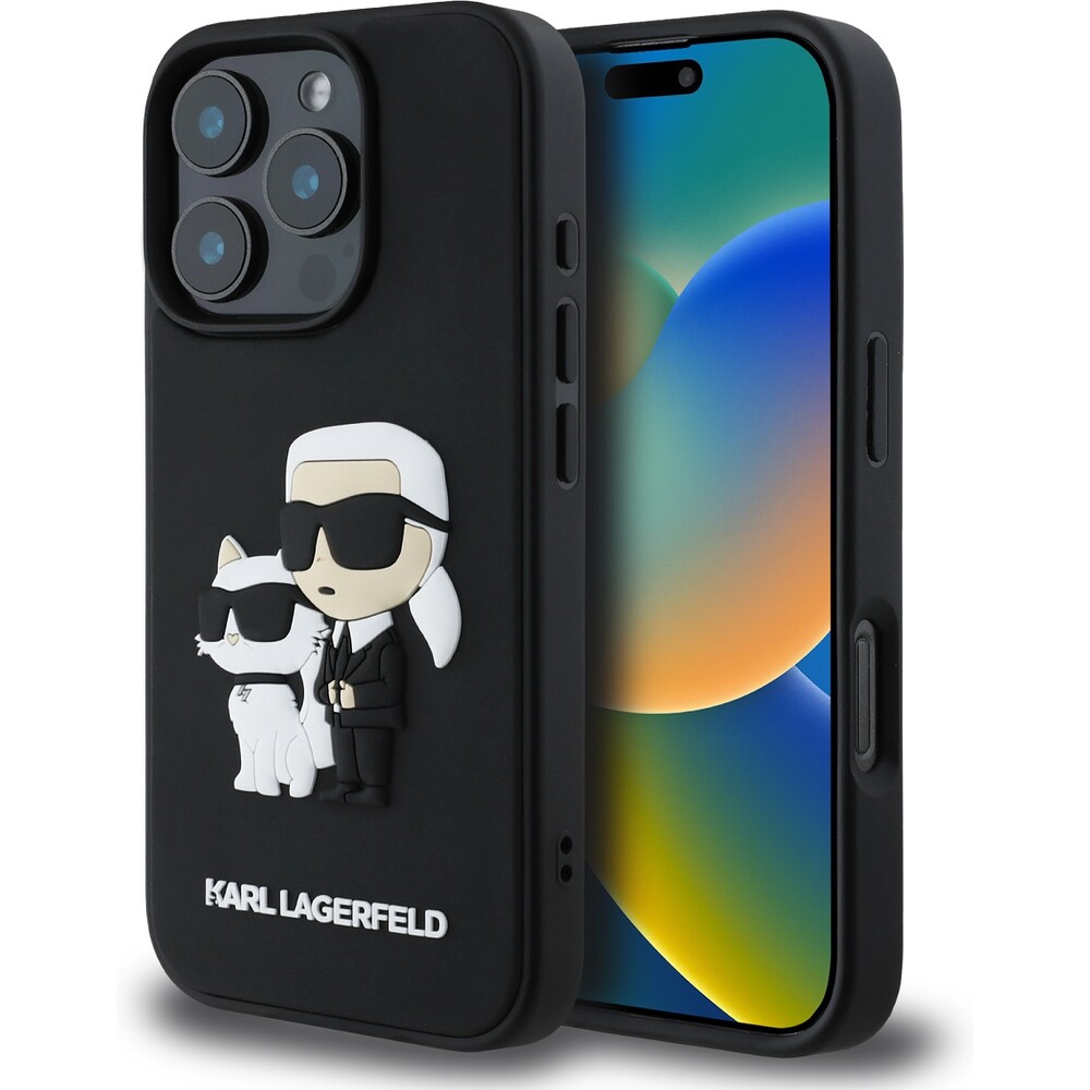 Karl-Lagerfeld-PU-Saffiano-Karl-and-Choupette-kryt-pro-iPhone-16-Pro-Max-cerny