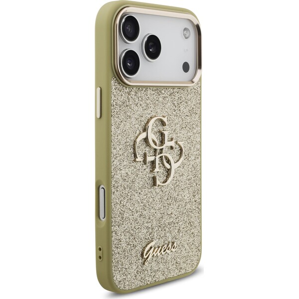 Guess-PU-Fixed-Glitter-4G-Metal-Frame-kryt-iPhone-17-Pro-Max-zlaty