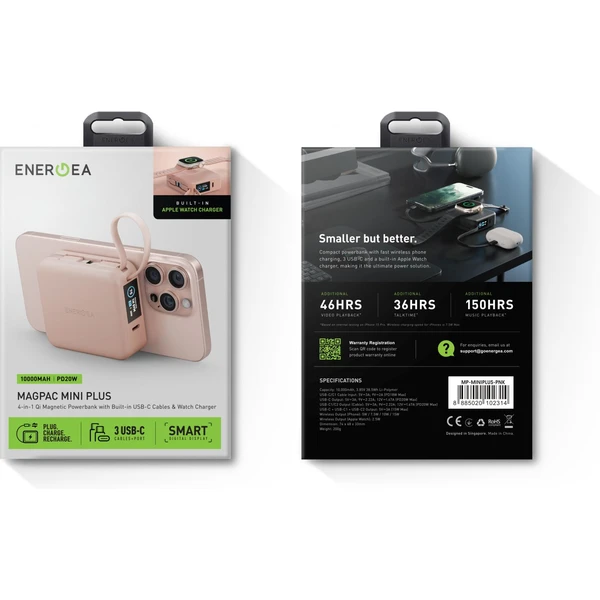 ENERGEA MagPac Mini Plus MagSafe powerbanka s kabelem, 10000mAh, růžová - Powerbanky - Obrázek 8c70ac938de543138eef907803e36d5c
