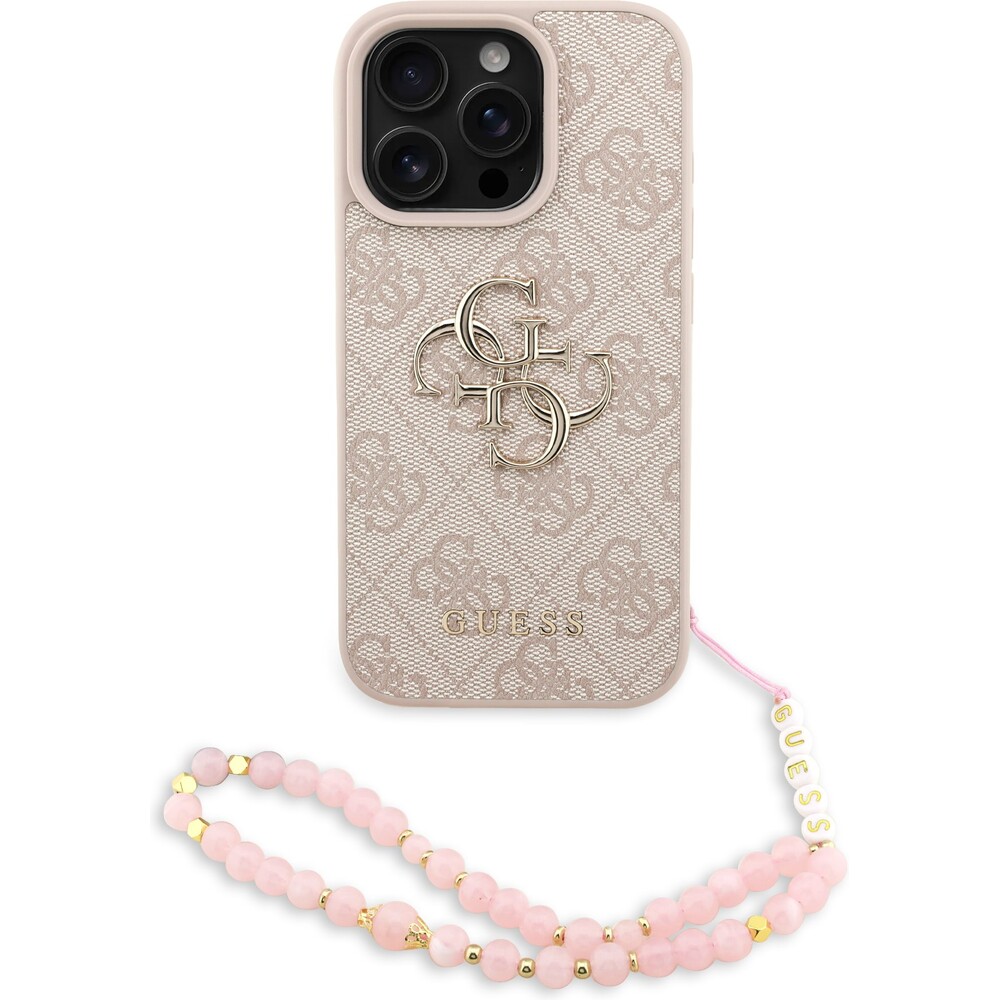 Guess-PU-4G-Metal-Logo-Strap-kryt-iPhone-16-Pro-ruzovy
