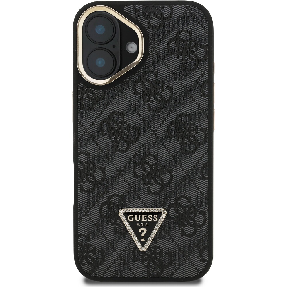 Guess-PU-4G-Strass-Triangle-Logo-Stand-Camera-Frame-MagSafe-kryt-iPhone-16-cerny