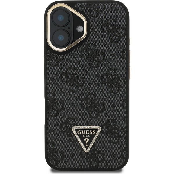 Guess-PU-4G-Strass-Triangle-Logo-Stand-Camera-Frame-MagSafe-kryt-iPhone-16-cerny