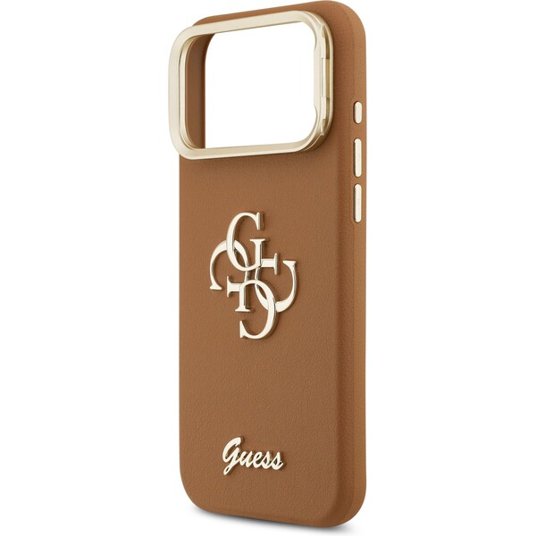 Guess-PU-Grained-4G-Logo-Stand-Camera-Frame-kryt-iPhone-17-Pro-Max-hnedy