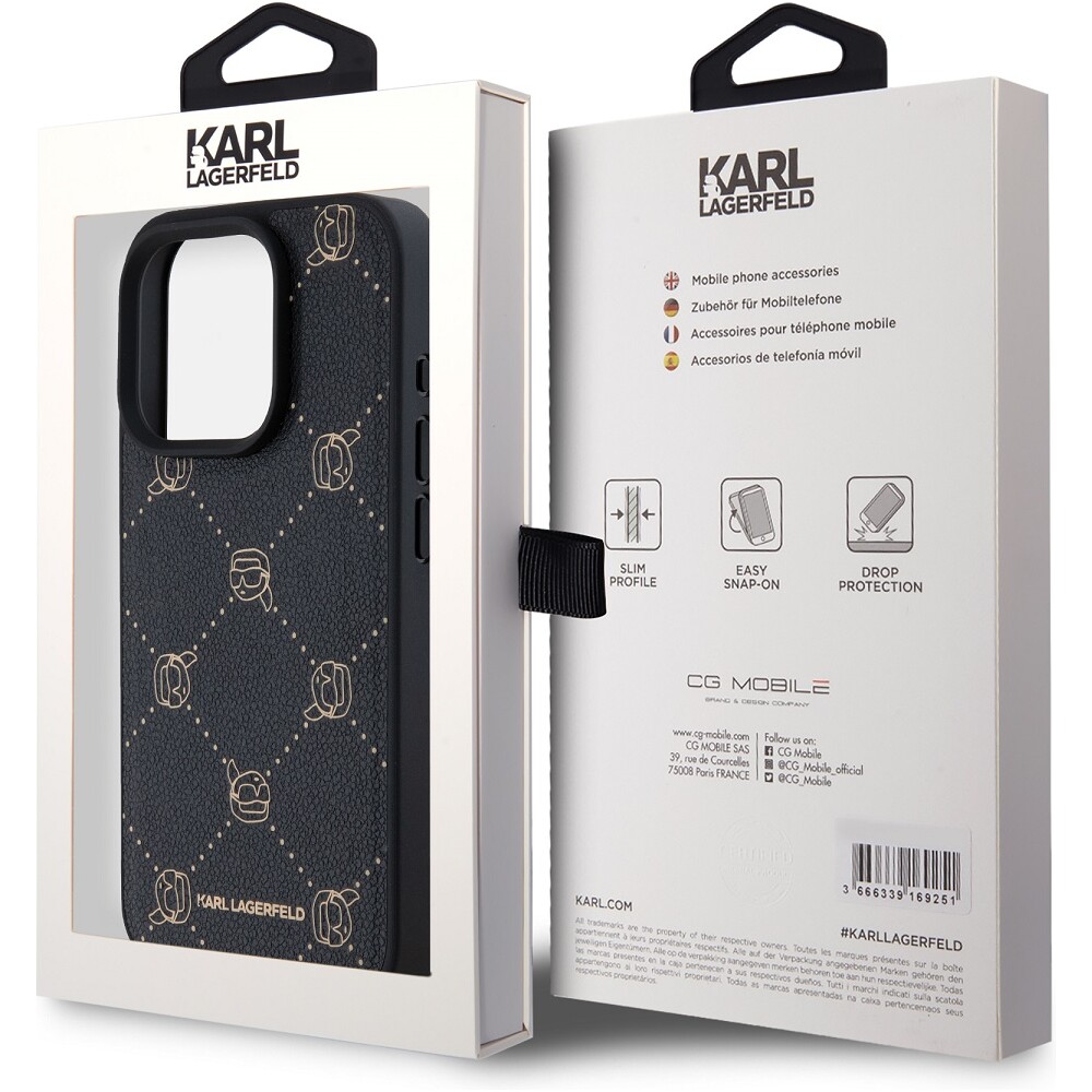 Karl-Lagerfeld-PU-Karl-Heads-Pattern-Magsafe-zadni-kryt-pro-iPhone-15-Pro-Max-cerny