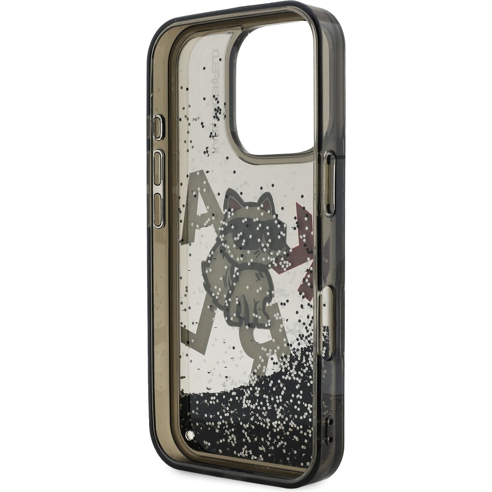 Karl-Lagerfeld-Liquid-Glitter-Scattered-Choupette-kryt-iPhone-16-Pro-Max-cerny