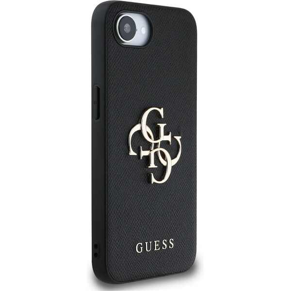 Guess-PU-Grained-4G-Metal-Logo-kryt-iPhone-17e-16e-cerny