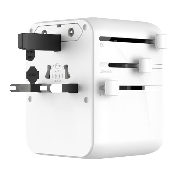 FIXED-Voyager-70W-cestovni-adapter-pro-EU-UK-USA-AUS-3xUSB-C-a-2xUSB-GaN-PD-bily