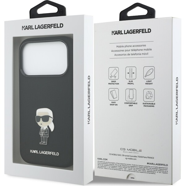 Karl-Lagerfeld-Liquid-Silicone-Metal-Ikonik-kryt-iPhone-17-Pro-cerny