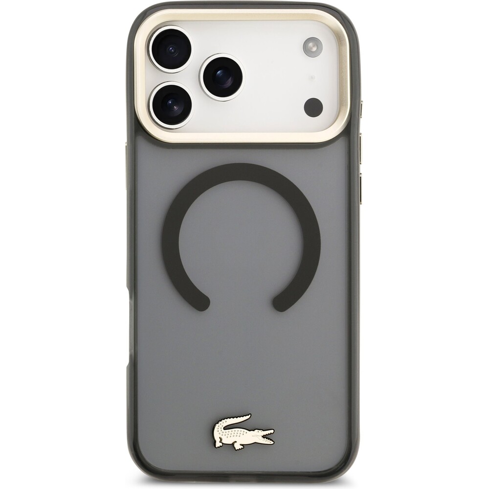 Lacoste-PC-TPU-Frosted-Finish-Gold-Logo-MagSafe-kryt-iPhone-17-Pro-Max-cerny