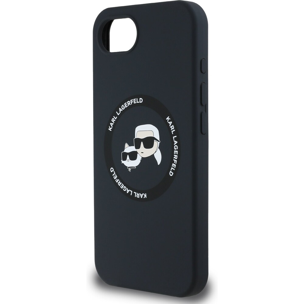 Karl-Lagerfeld-Liquid-Silicone-K-CH-Heads-MagSafe-kryt-iPhone-17e-16e-cerny