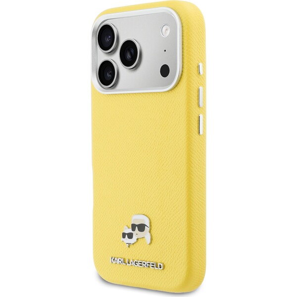 Karl-Lagerfeld-PU-Karl-and-Choupette-Heads-Pins-MagSafe-kryt-iPhone-17-Pro-zluty