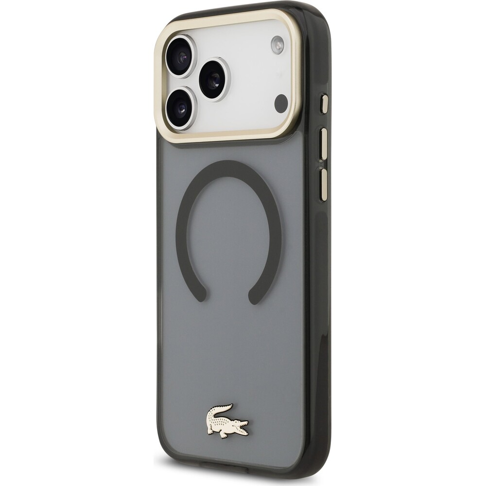 Lacoste-PC-TPU-Frosted-Finish-Gold-Logo-MagSafe-kryt-iPhone-17-Pro-Max-cerny