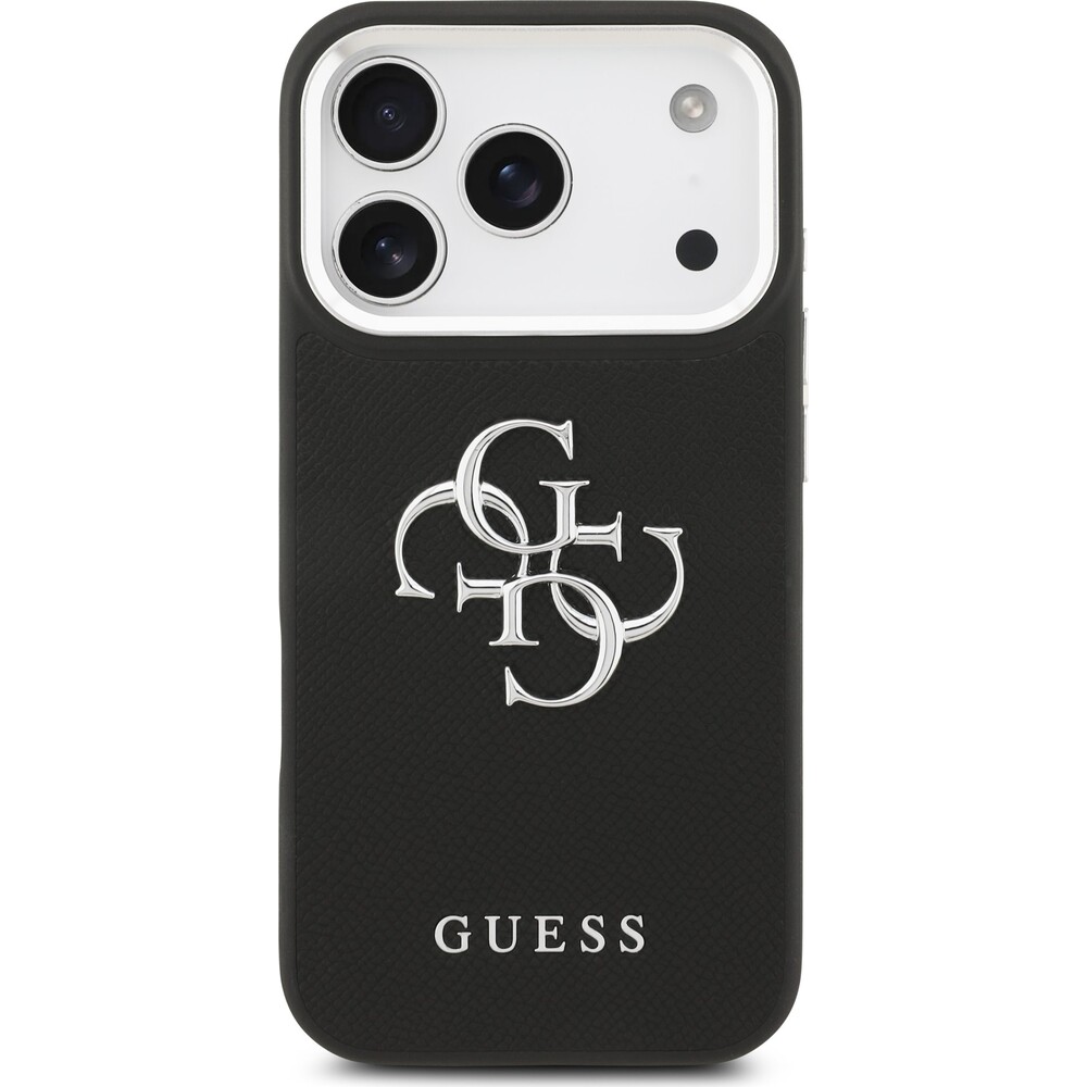 Guess-PU-Grained-4G-Metal-Logo-kryt-iPhone-17-Pro-cerny