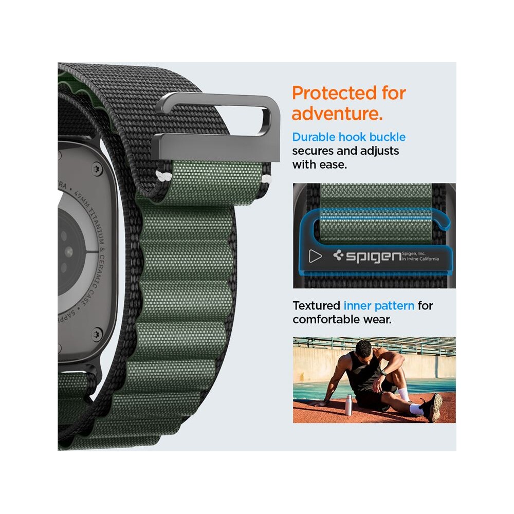 Spigen-Fabric-Band-hook-reminek-Apple-Watch-49-46-45-44mm-cerny-zeleny